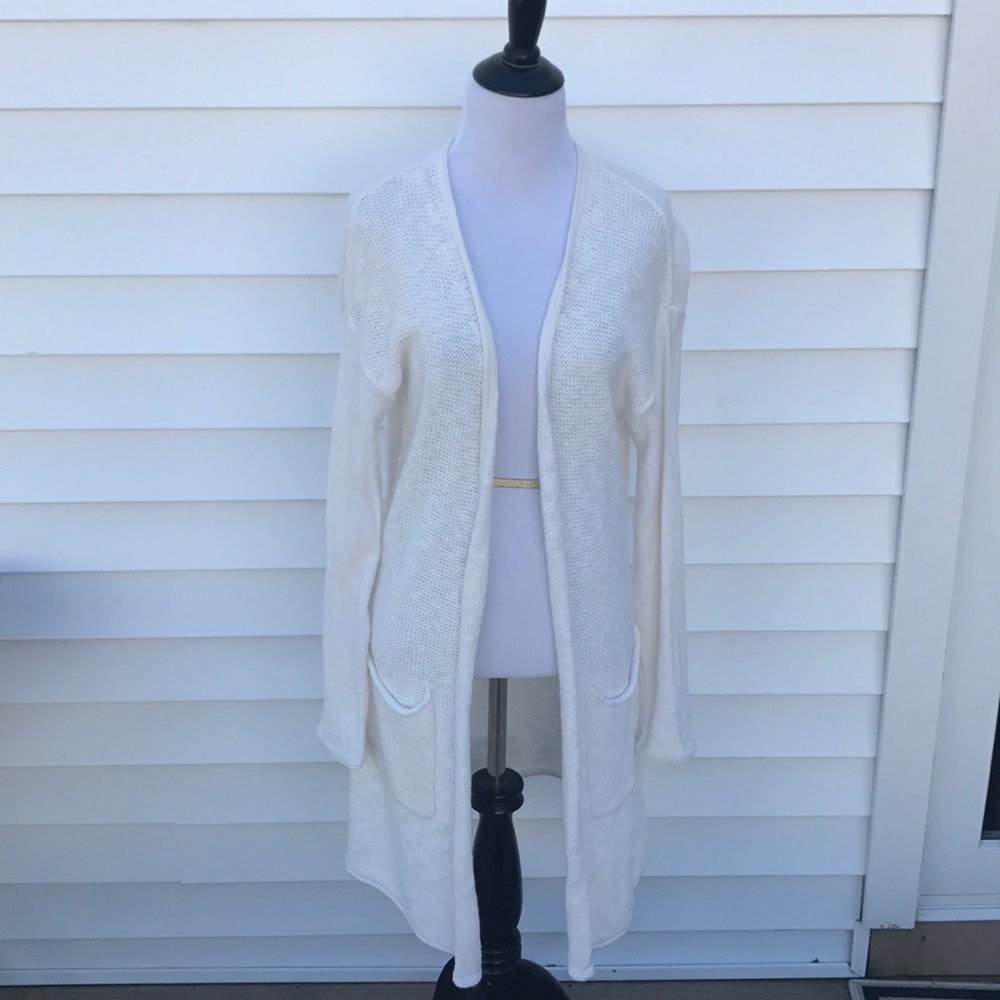 Athleta long white cotton sweater